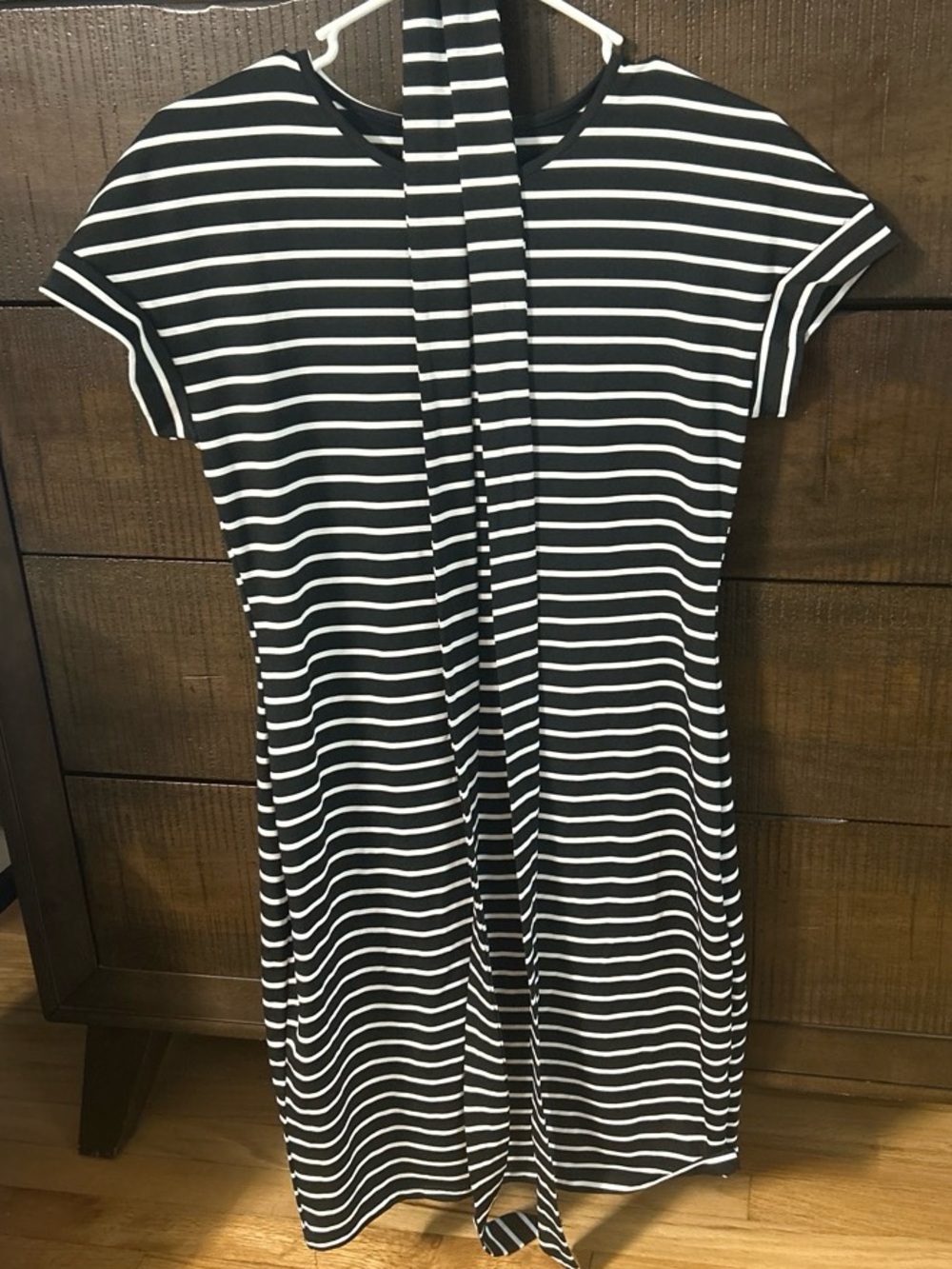 Black and White Striped Tie-Back Women’s Dress
